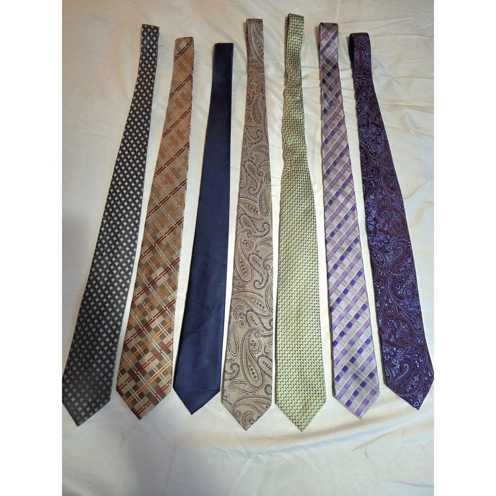 Lot of 7 Men's Designer Geoffrey Beene Variety Multicolor Ties